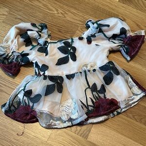 Ivy City Embroidered Floral Puff Sleeve Kids Top 2T